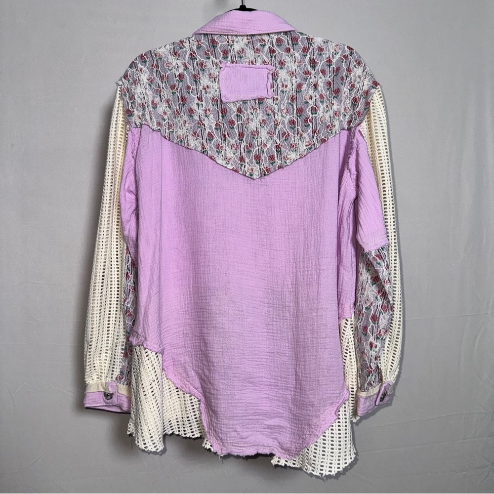 Pol Floral Patchwork Button Jacket - Purple And C… - image 8